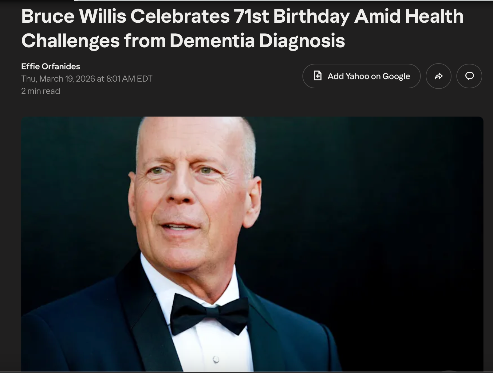 Bruce Willis celebrates 71st birthday amid health challenges from frontotemporal dementia diagnosis — Yahoo Entertainment
